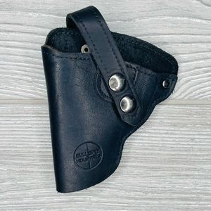 Bullseye leather holster with clip tactical belt accessory snap quick release